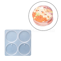 DIY Ornaments for Clips Silicone Molds, Resin Casting Molds, for UV Resin & Epoxy Resin Jewelry Craft Making, Round Pattern, 95x95x6mm, Hole: 3mm, Inner Diameter: 42x5mm
