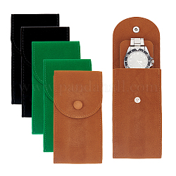 Nbeads 6 個 3 色のベルベットの時計ポーチ  6.71×13cm両面ポータブルウォッチポーチ時計収納バッグとスナップボタン付きオーガナイザー