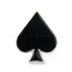 Spielkarten-Emaille-Pin, Pokerlegierungsbrosche für Rucksackkleidung, Platin Farbe, Schwarz, 20x16x10 mm