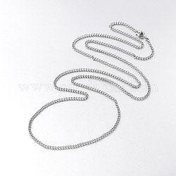 Железа скручены цепи ожерелья, с латунными весной кольцевых застежками, платина, 24.1 дюйм