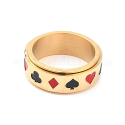 Кольцо спиннера из титановой стали, с рисунком игральных карт, широкие кольца для унисекс, золотые, 7.7 мм, внутренний диаметр: 17.5 мм