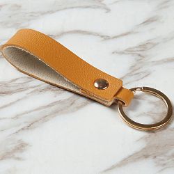 Porte-clés en cuir pu avec boucle de ceinture en fer pour clés, chocolat, 10.5x3 cm