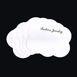Cartes d'affichage en carton, utilisé pour barrettes de cheveux, nuage, blanc, 6.8~6.9x8.55x0.03 cm, Trou: 6mm