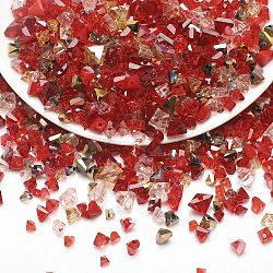 Perle di vetro opache e trasparenti, pepite sfaccettate, rosso scuro, 2~5x2.5~8x3~5mm, Foro: 1~1.4 mm, su 10 g / borsa
