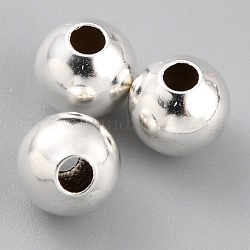 Perline di distanziatore in ottone, placcato di lunga durata, tondo, placcati argento 925 euro, 6x5.5mm, Foro: 1.6 mm