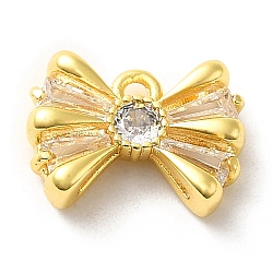 Messing micro pave klare zirkonia anhänger, Bowknot Charms, golden, 8.5x11.5x3 mm, Bohrung: 1 mm