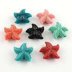 Perles en corail synthétique teinte, étoile de mer / étoiles de mer, couleur mixte, 20x19x7mm, Trou: 1.5mm