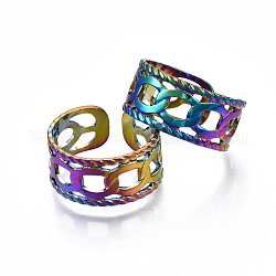 304 anello per polsino a forma di catena barbazzale in acciaio inossidabile, anello aperto da donna color arcobaleno, misura degli stati uniti 10 1/4 (19.9mm)