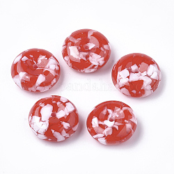 Perles en résine, imitation de copeaux de pierres précieuses, plat rond, rouge, 35x13mm, Trou: 3mm