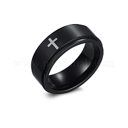 Вращающееся кольцо из нержавеющей стали с простой лентой, Кольцо-спиннер для успокоения беспокойства, медитации, электрофорез черный, размер США 9 (18.9 мм)
