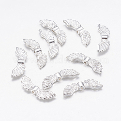 Perline argento tibetano, cadmio & nichel &piombo libero, colore argento, ala, circa 7 mm di lunghezza, 21.5 mm di larghezza, 3 mm di spessore, Foro: 1.5 mm