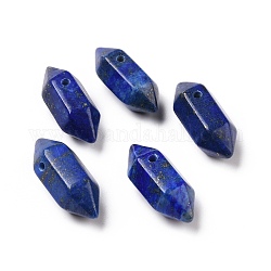 Natural Lapis Lazuli Double Terminal Pointed Pendants, Dyed, Faceted Bullet Charm, 18.5~20x8~9x8~9mm, Hole: 1.5mm