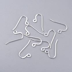 304 Stainless Steel French Earring Hooks, Flat Earring Hooks, Ear Wire, Silver, 12x22x1mm, Hole: 1.5x1mm, 18 Gauge, Pin: 1mm