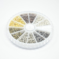 1 Box 6 Colors Alloy Charms, Chain Extender Drop, Teardrop, Mixed Color, 7x2.5mm, Hole: 2mm, about 450pcs/box