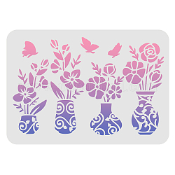 FINGERINSPIRE Flower Vase Stencil 29.7x21cm Hibiscus Stencils Flowers Stencils for Painting Reusable DIY Art and Craft Stencils for Painting on Wood, Floor, Paper, Wall and Tile