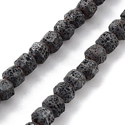 Fili di perle di roccia lavica naturale, smerigliato, esagono, 6x6x6.5mm, Foro: 1 mm, circa 63pcs/filo, 15.35 pollice (39 cm)