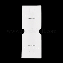 Umklappbare Schmuckkarten aus Papppapier zur Aufbewahrung von Halsketten und Armbändern, Rechteck mit Wort, weiß, 13.8x5x0.05 cm, Bohrung: 13.5 mm