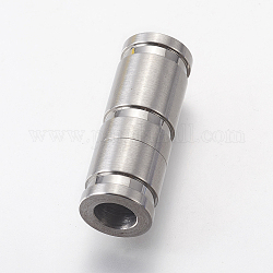 304 Stainless Steel Magnetic Clasps with Glue-in Ends, Matte Style, Column, Stainless Steel Color, 30x11mm, Hole: 6mm