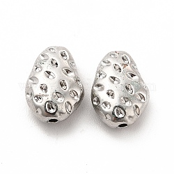 Legierung Tibetische Perlen, langlebig plattiert, cadmiumfrei und bleifrei, unregelmäßige Form, Platin Farbe, 11x7x4.5 mm, Bohrung: 1 mm
