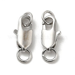 Brass Lobster Claw Clasps, with Jump Rings, Real Platinum Plated, 10.5x5x2.5mm, Hole: 2.5mm