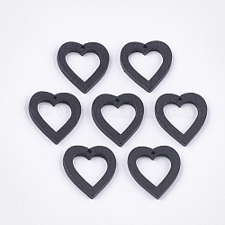 Colgantes de madera de álamo pintados, corazón, negro, 25x23x3mm, agujero: 1.5 mm