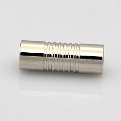 Column 304 Stainless Steel Magnetic Clasps, Stainless Steel Color, 17x6mm, Hole: 3mm