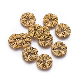 Tibetan Style Alloy Beads, Lead Free and Cadmium Free&Nickel Free, Flat Round, Antique Golden, 13x1mm, hole: 2.5mm
