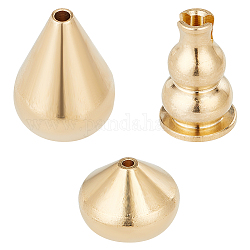 Dicosmetico 3 pz 3 stili bruciatori di incenso a cono portabastoncini di incenso a goccia e zucca portaincenso in ottone dorato forniture buddiste per bastoncini di incenso o incenso a spirale, Foro: 1.8~3 mm