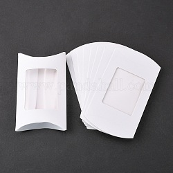 Boîtes d'oreiller en papier kraft, boîte d'emballage de bonbons cadeau, blanc, boîte: 12.5x8x2cm