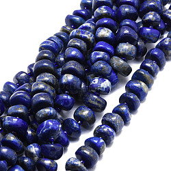 Chapelets de perles en lapis-lazuli naturel, pépites, 11~13x10~11x4.5~7.5mm, Trou: 1mm, Environ 49 pcs/chapelet, 15.35 pouce (39 cm)