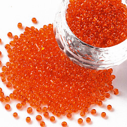 Glass Seed Beads, Transparent, Round, Dark Orange, 12/0, 2mm, Hole: 1mm, about 6666pcs/100g