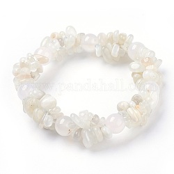 Bracelets blanc pierre de lune extensibles naturelles, 1-3/4 pouce (4.6 cm)