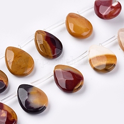 Chapelets de perles en mokaite naturel, perles percées, facette, larme, 15~16x12~12.5x5mm, Trou: 0.6mm, Environ 25 pcs/chapelet, 15.55 pouce (39.5 cm)