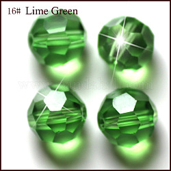 Perles d'imitation cristal autrichien, grade AAA, facetté (32 facettes), ronde, lime green, 8mm, Trou: 0.9~1.4mm