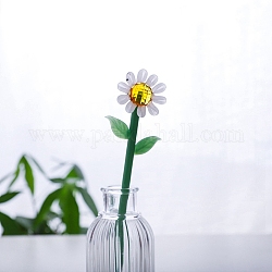 Handgemachte Glasblumendekoration, Glasvasen-Arrangement-Ornament, Blumenweiß, 185x50 mm