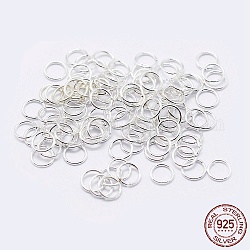 925 Sterling Silver Open Jump Rings, Round Rings, Silver, 6x1mm, Inner Diameter: 4mm