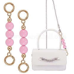 Cadena de extensión de bolsa, con cuentas de plástico abs y anillos de resorte de aleación de oro claro, para accesorios de reemplazo de bolsas, color de rosa caliente, 13.8 cm