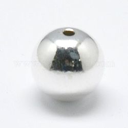 Perles 925 en argent sterling, rond sans soudure, couleur d'argent, 9mm, Trou: 1.7~1.8mm, environ 20 pcs/20 g
