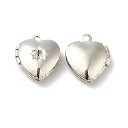 Подвески латуни медальон, фото подвески рамка для ожерелья, сердце, платина, 12x10.5x4 мм, отверстие : 1 мм