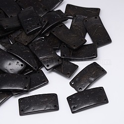 Collegamenti di gioielli in legno tinto, rettangolo, nero, 40x20x3~5mm, Foro: 2 mm