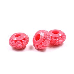 Rondelle Dyed Synthetical Coral Beads, Large Hole Beads, Cerise, 12x7mm, Hole: 4mm