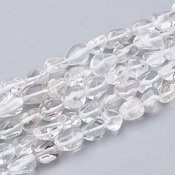 Chapelets de perles en cristal de quartz naturel, pierre roulée, pépites, 3~14x2~9x2.5~8mm, Trou: 1mm, Environ 50~55 pcs/chapelet, 15.94 pouce
