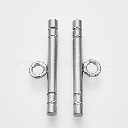 201 Stainless Steel Toggle Clasps Parts, Stainless Steel Color, Bar: 25x7x2.5mm, Hole: 2.5mm