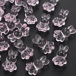Transparente Acryl Perlen, Kaninchen, rosa, 24.5x14.5x11 mm, Bohrung: 2.5 mm, ca. 300 Stk. / 500 g