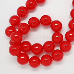 Spray Painted Glass Beads Strands, Jelly Style, Round, Red, 12mm, Hole: 1.5mm, about 68pcs/strand