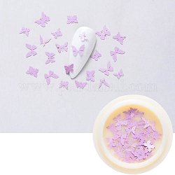 Paper Cabochons, Nail Art Decorations, Lifelike Butterfly, Lilac, 3~5x4~7x0.1mm, about 50pcs/box