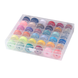 402 Polyester Sewing Thread, Plastic Bobbins and Clear Box, Mixed Color, 0.1mm, 50m/roll, 36roll/box