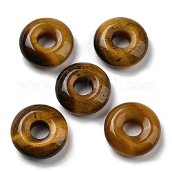 Природных тигровый глаз подвески, подвески в виде пончиков/пи-дисков, 18~18.5x6 мм, отверстие : 5.5~6 мм