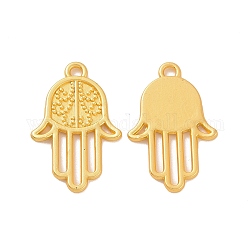 Rack Plating Alloy Pendants, Hamsa Hand/Hand of Miriam Charms, Matte Gold Color, 24x16x1.5mm, Hole: 2mm