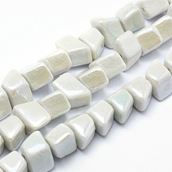 Perle di porcellana ecologiche fatte a mano, pepite, bianco, 20x13.5~14x13~14mm, Foro: 3 mm